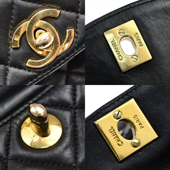 CHANEL CC Logo DUMA Matelasse Chain Backpack Bag Leather Black Vintage 889RK991 main image 5